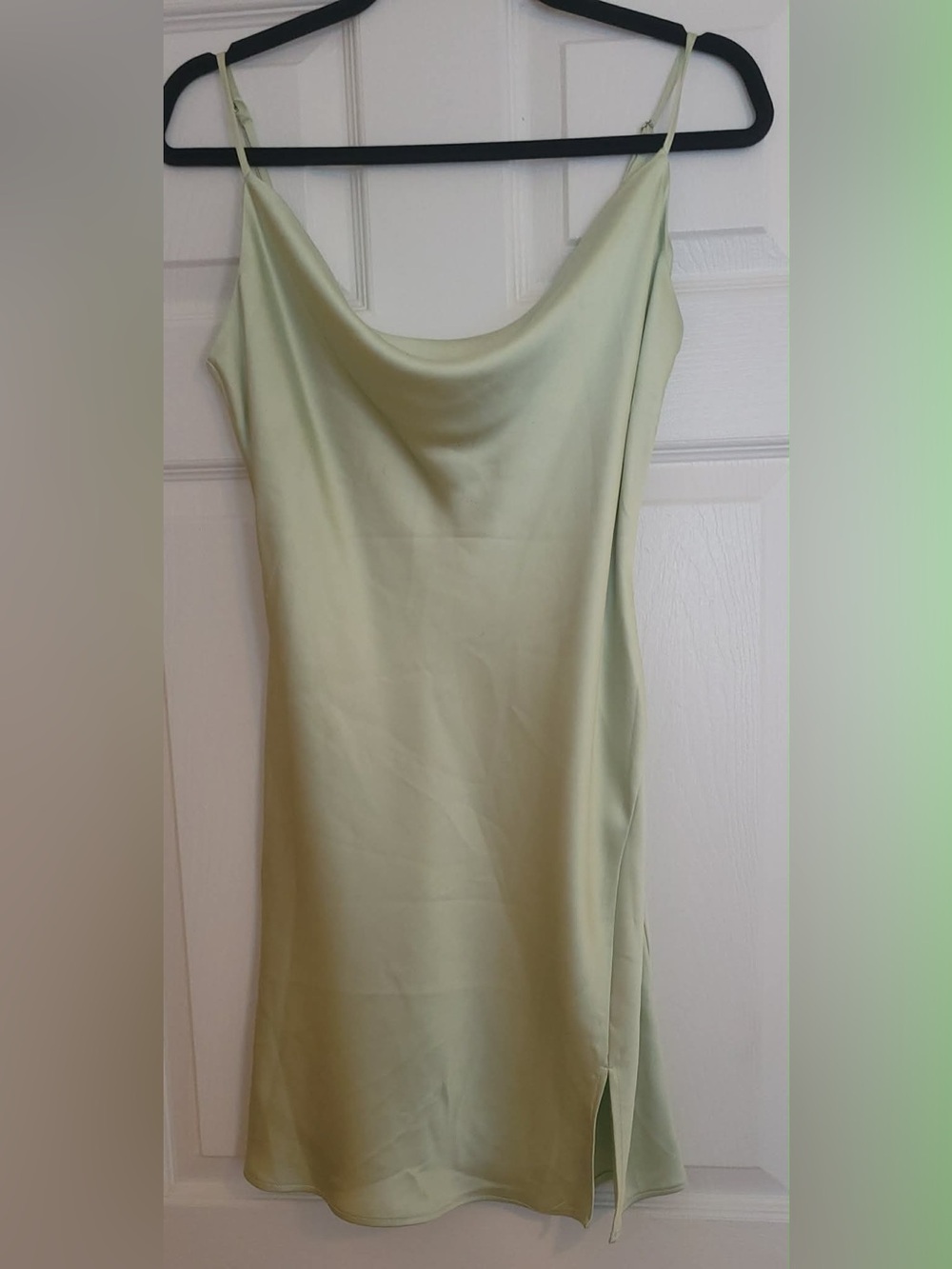 DYNAMITE Satin Slip Dress in Light Sage Green